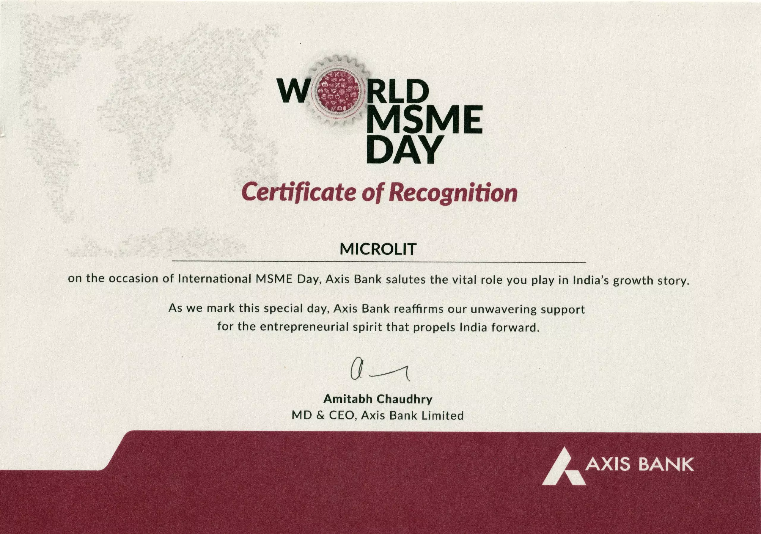 World MSME Day Certificate 2024